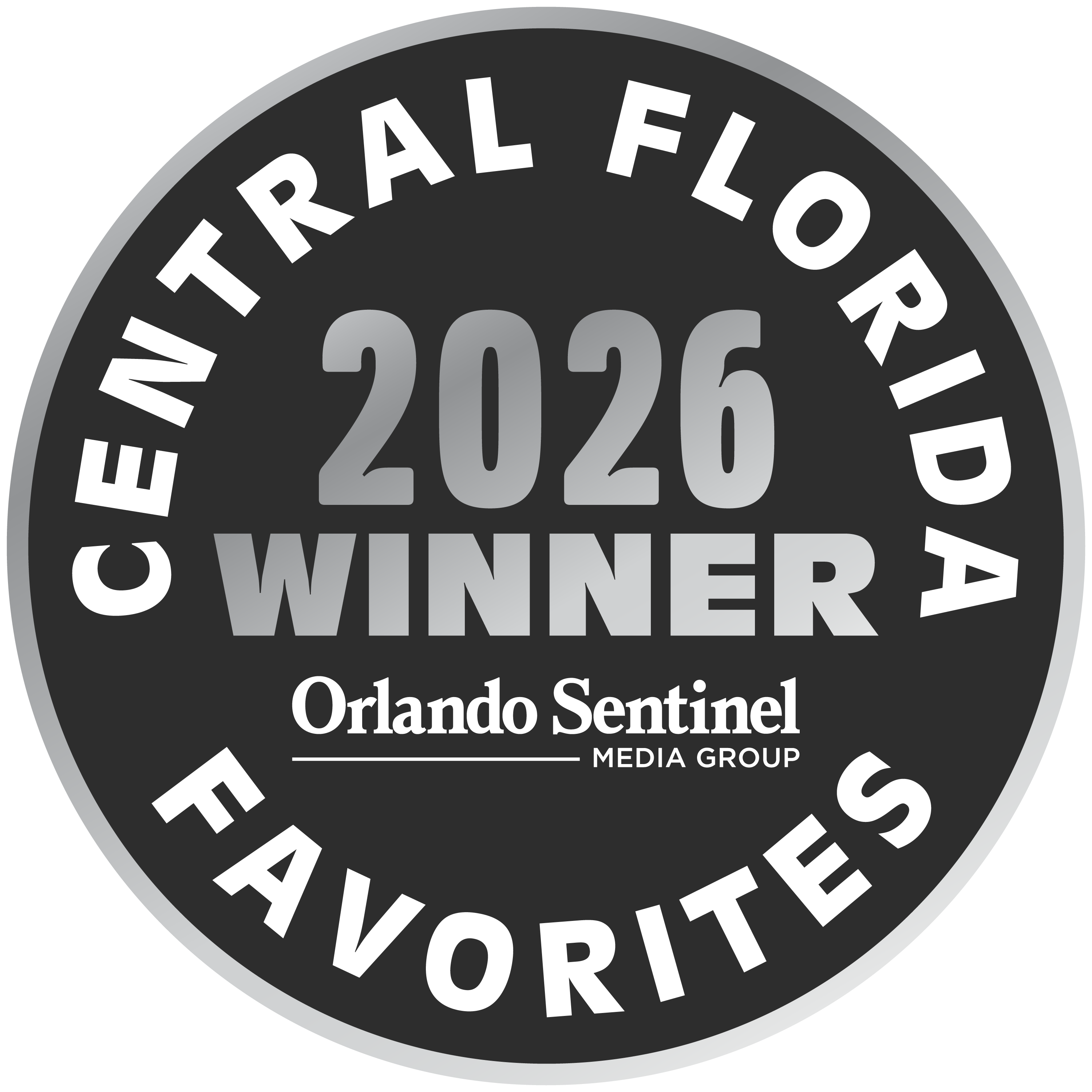 Badge from Central Florida Favorites indicating that AHU was a silver winner