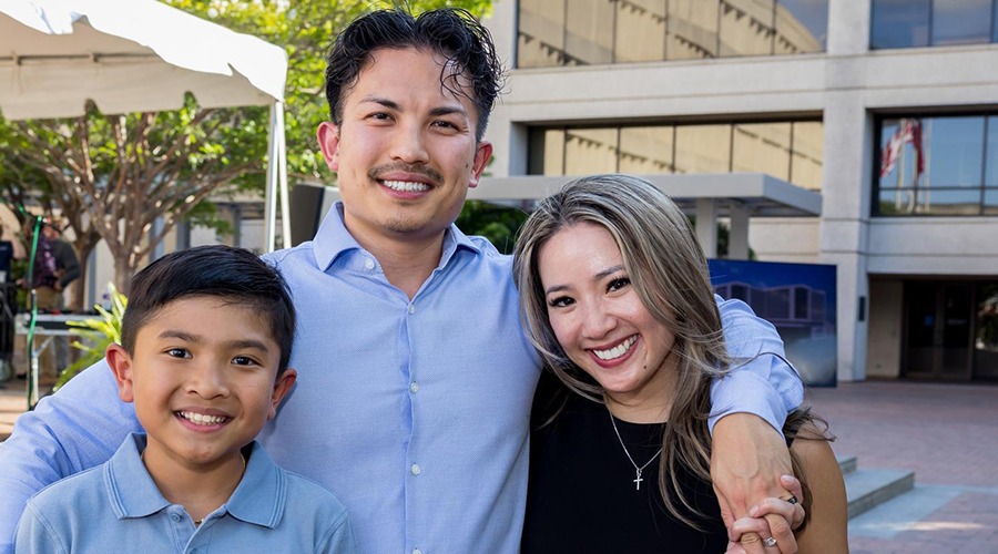 A family smiling