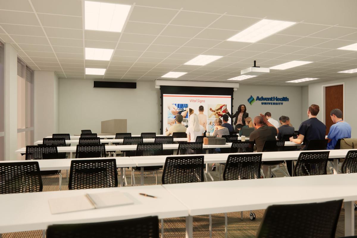 A rendering of the lecture classroom at AHU Tampa