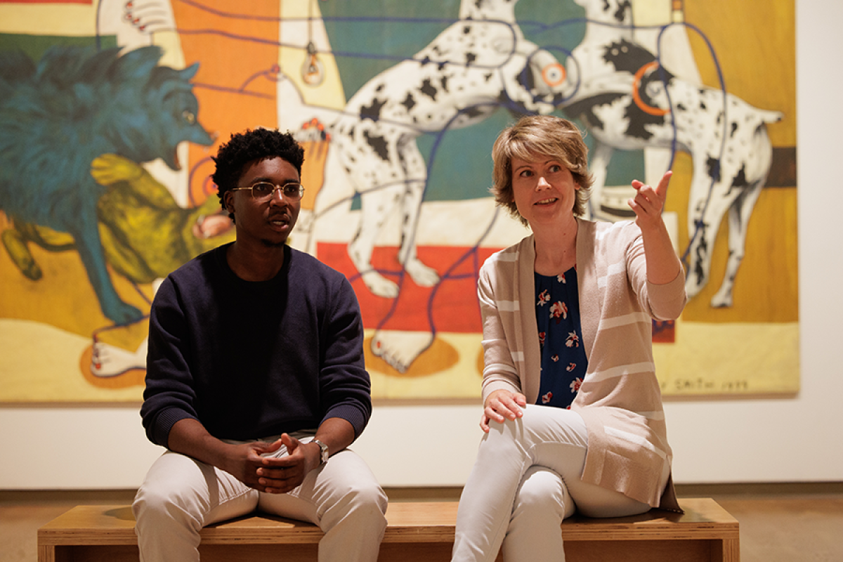 Teacher and student in museum