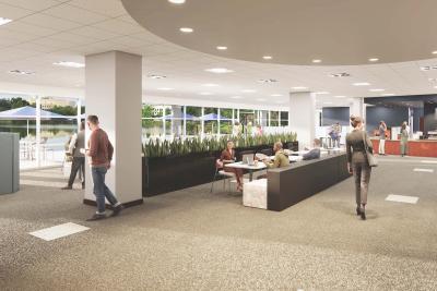 A rendering of the interior of AHU's newest building