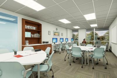 A rendering of the library at AHU tampa