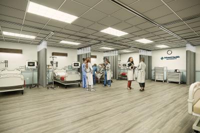 A rendering of the nursing lab at AHU Tampa