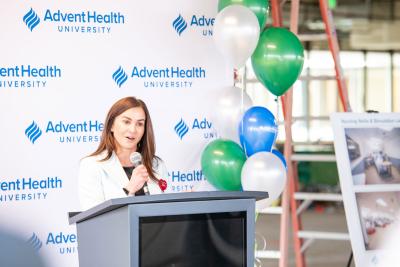 Regional Chief Nursing Officer, Rachel Miles delivers speech at AHU blessing ceremony