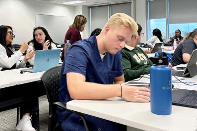 students on the first day of class in AHU tampa