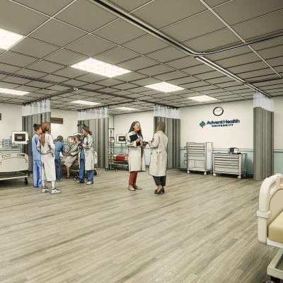 A rendering of the nursing lab at AHU Tampa