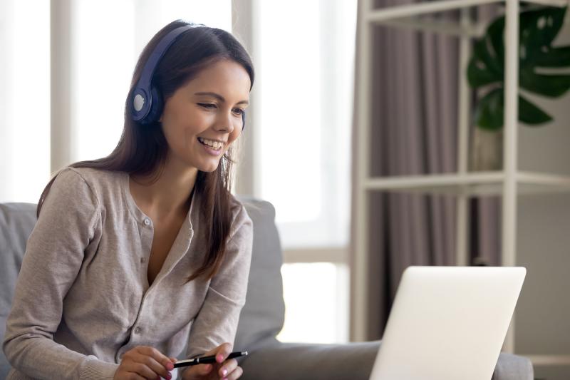 Young woman working on laptop