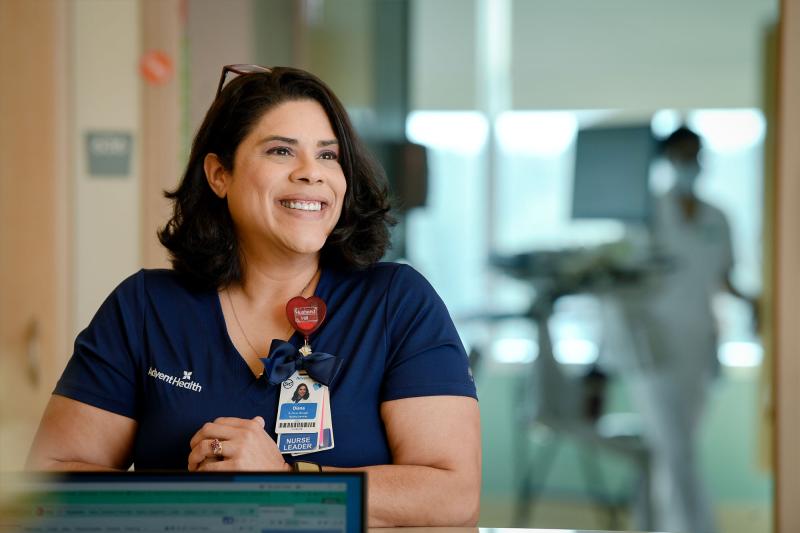 A nurse leader working on a hospital floor