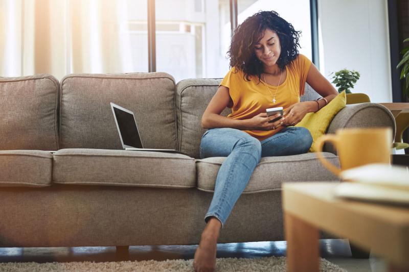 Woman reading on phone