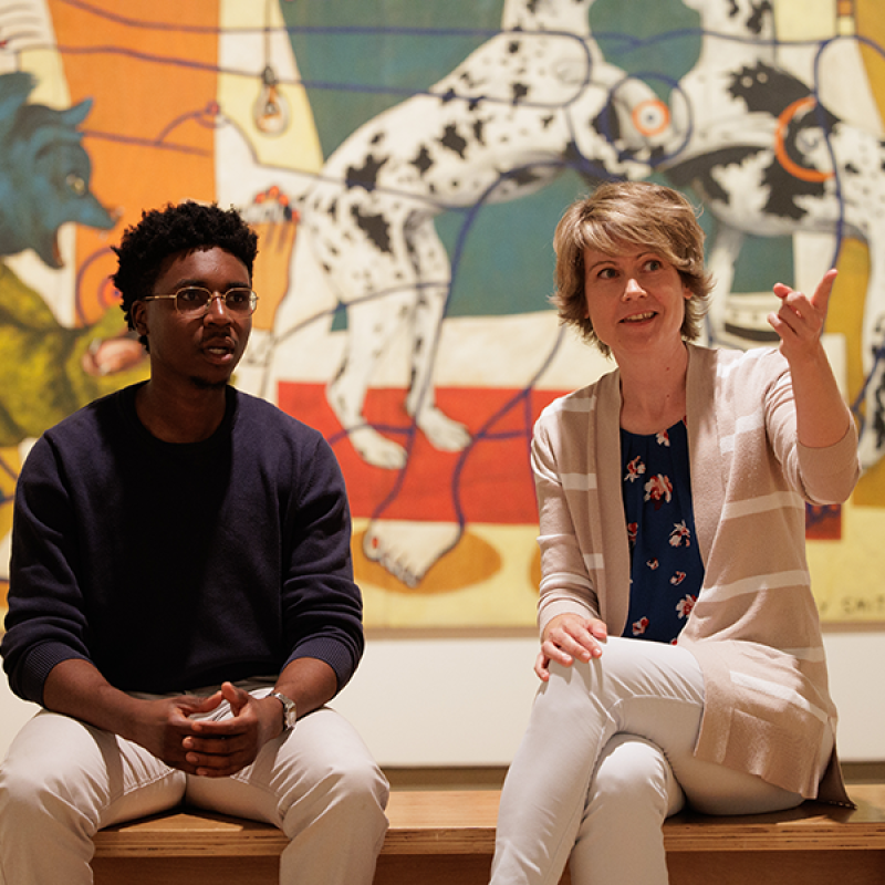 Teacher and student in museum