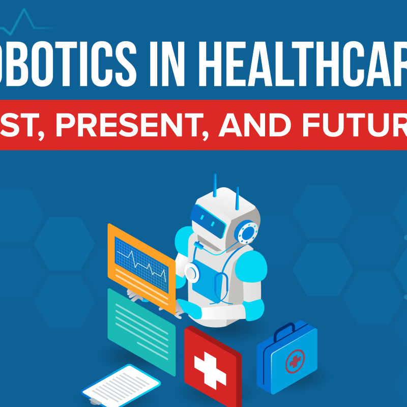 An illustration of a robot doing healthcare related tasks