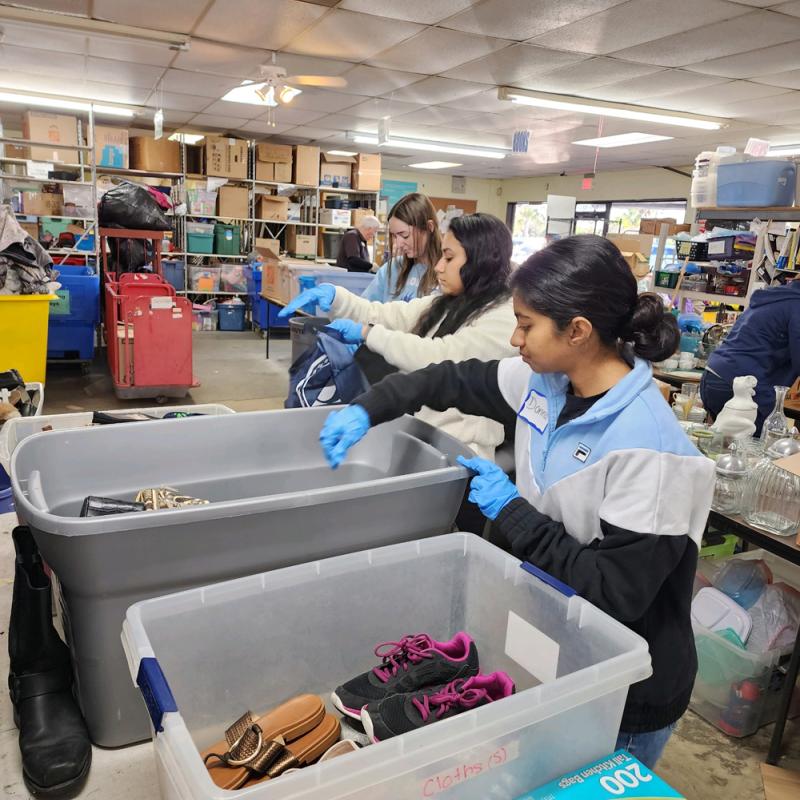 Students volunteering at a local charity