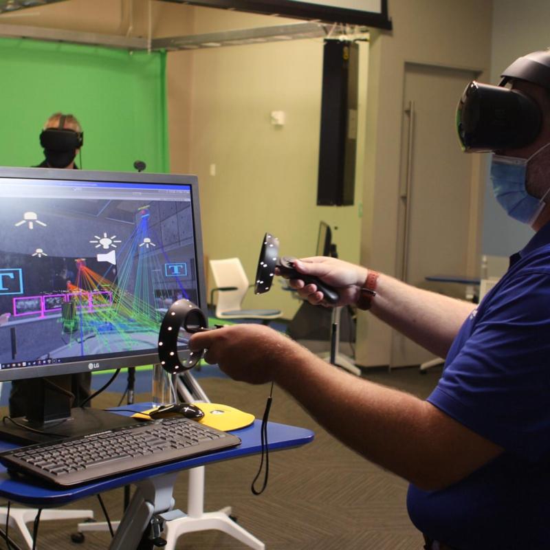 A man using a VR headset