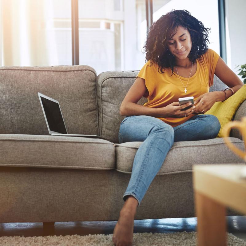 Woman reading on phone