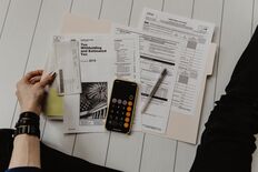 Desk with tax forms