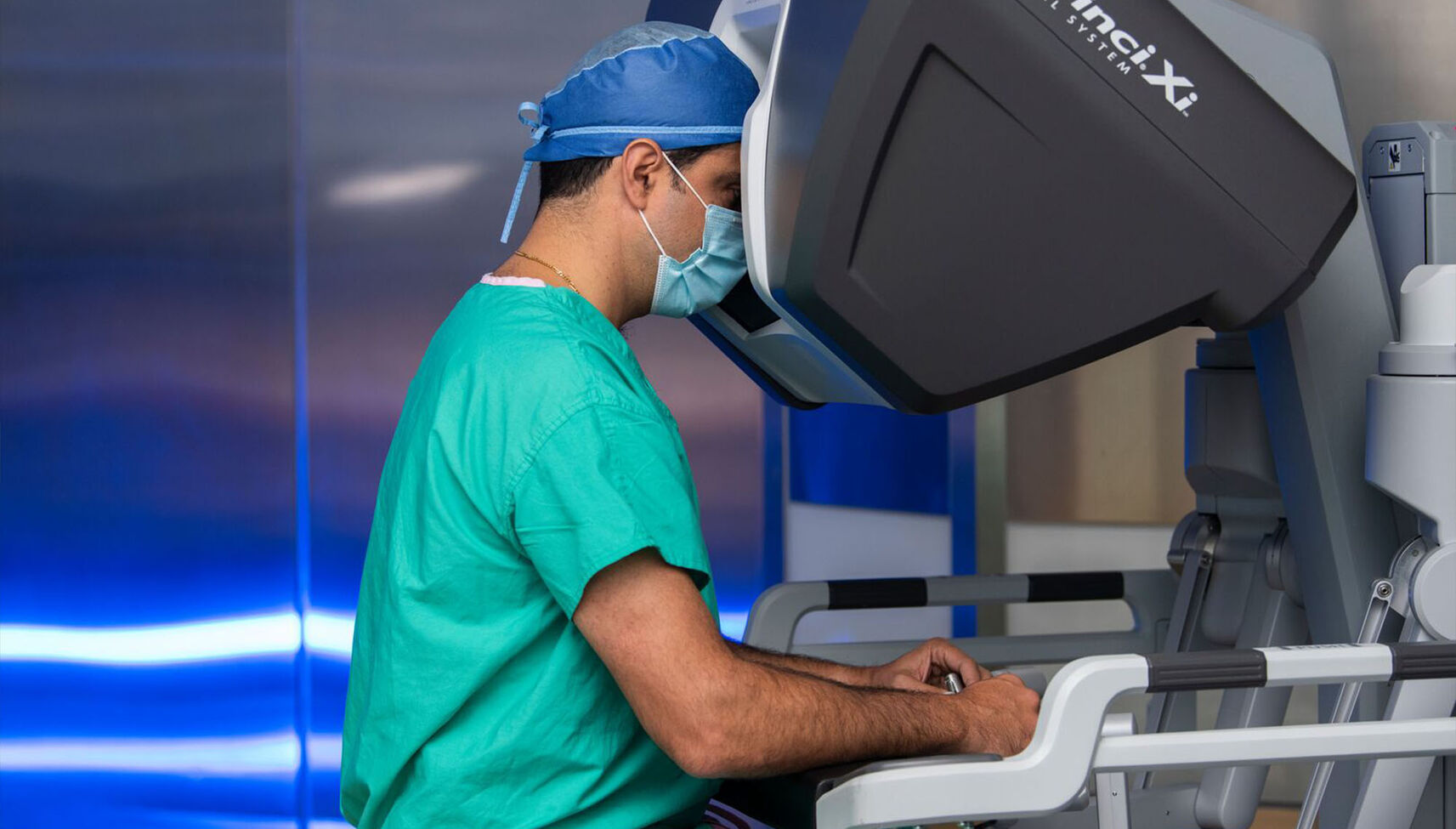 A doctor performing robotic surgery