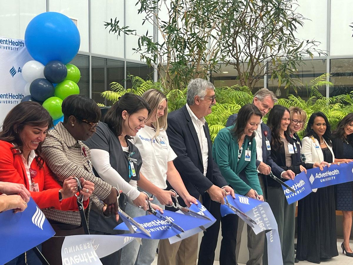 AdventHealth University leaders cut the ribbon at the ribbon cutting ceremony in Denver, Colorado.