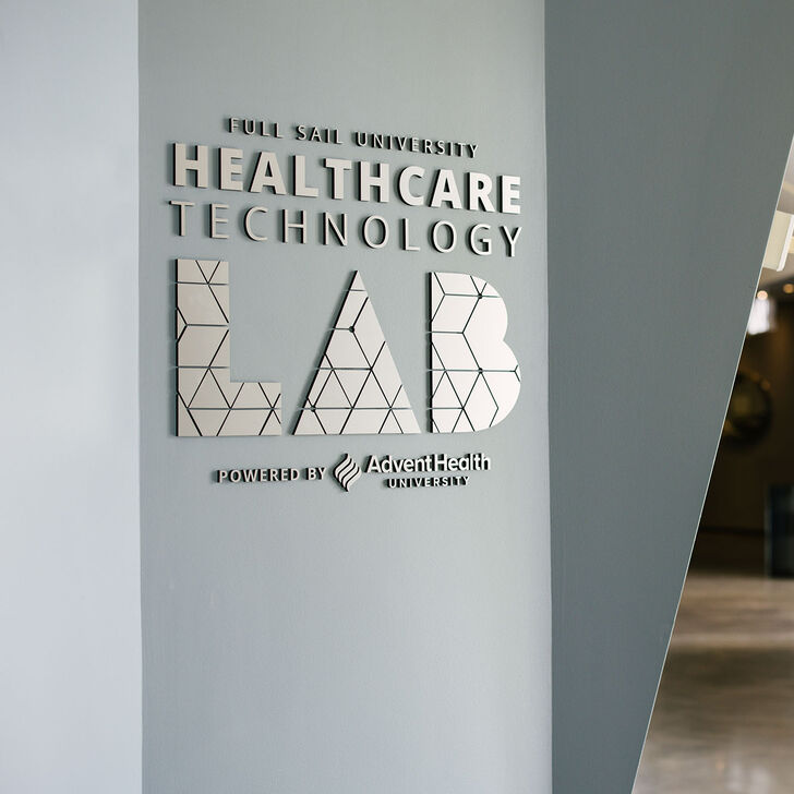 The sign outside the Full Sail Healthcare Technology Lab